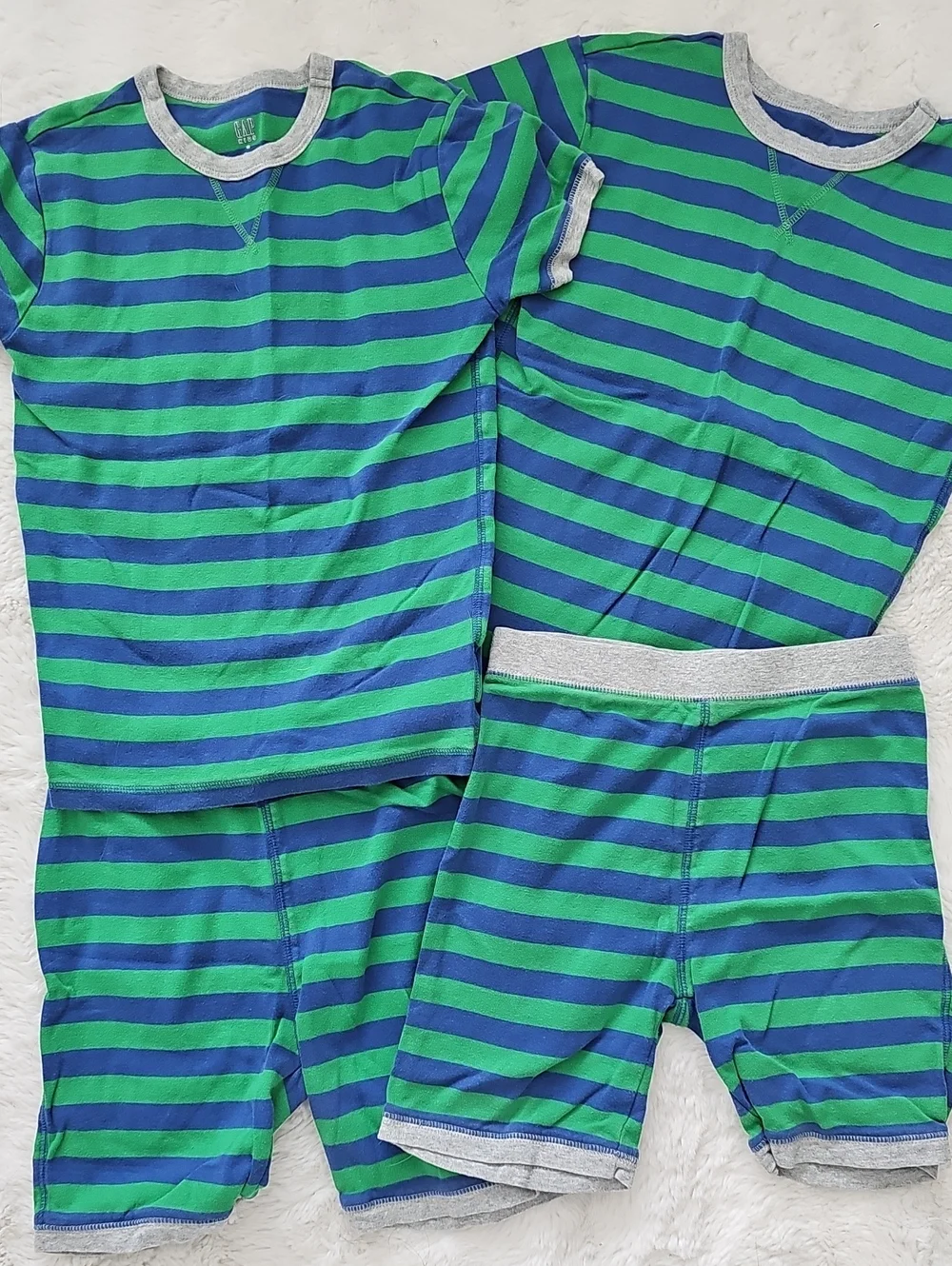 Gap Kids Green & Blue Striped Short Sleeve Pajama Set Sz 12